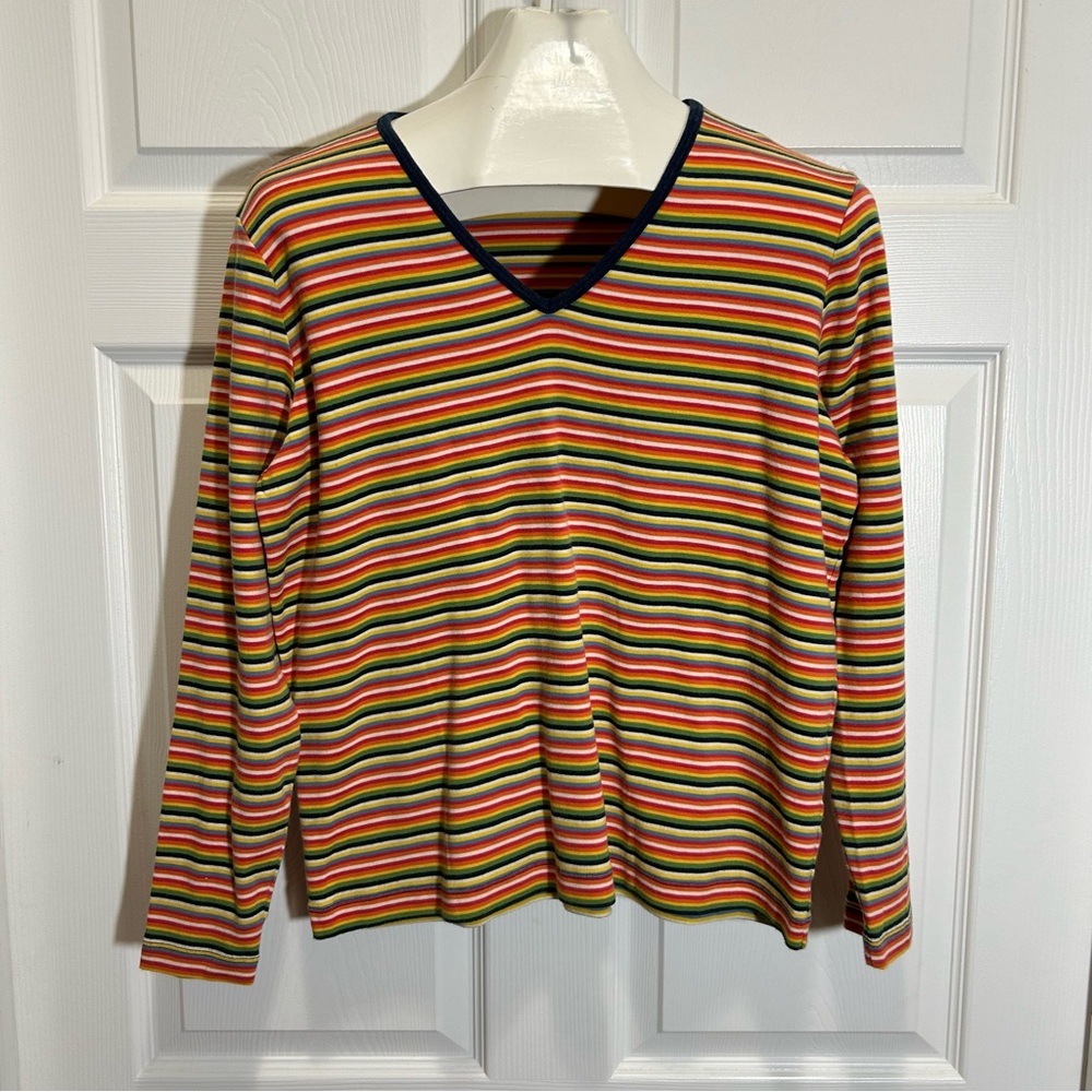 Vintage Jones New York Colorful Striped V-Neck Top Size 1X